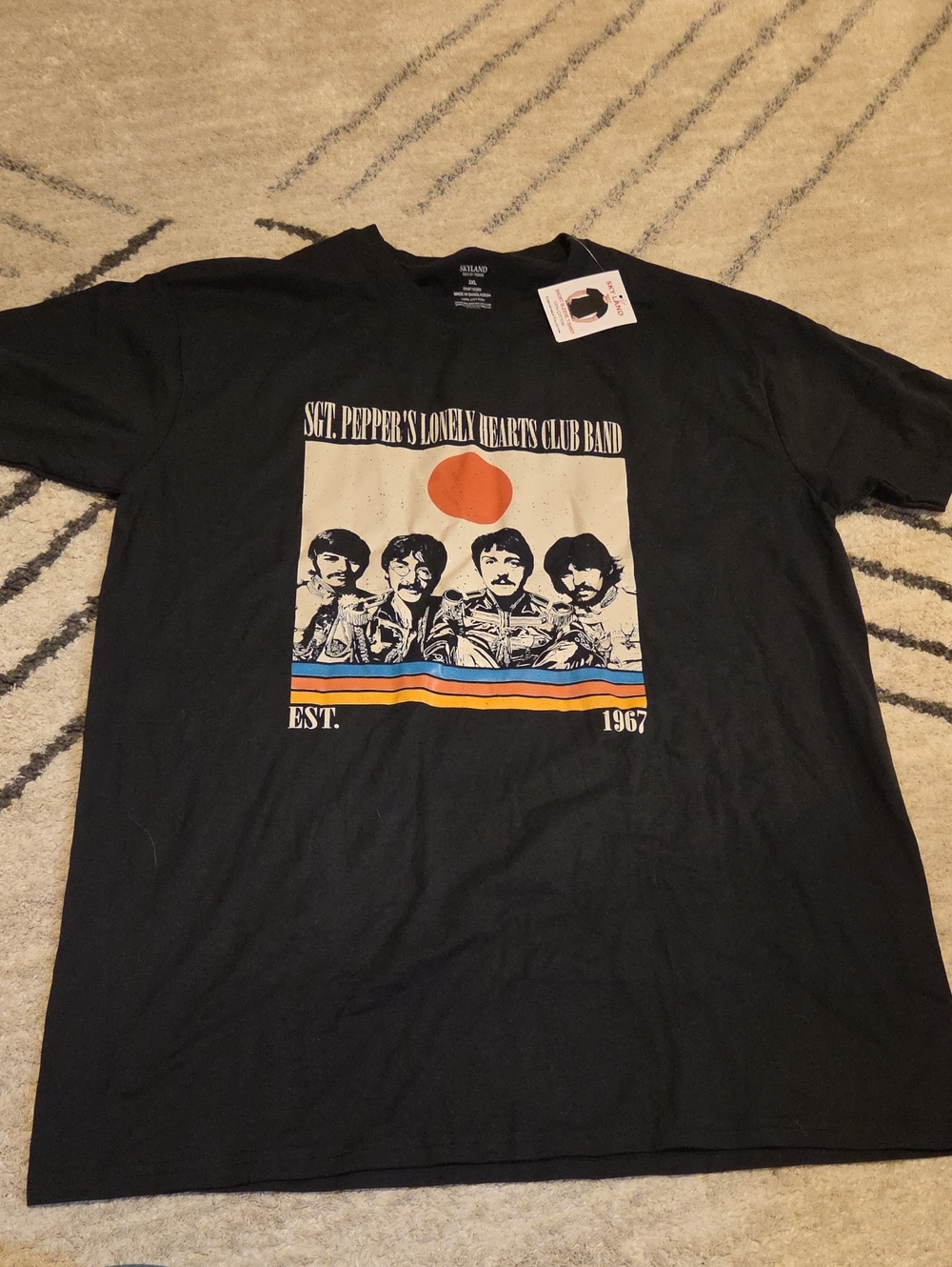 Black Sgt. Pepper Graphic Tee with Orange & Blue Accents Beatles